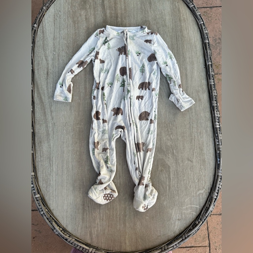 Angel Dear Bear and Tree Print Footie
